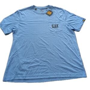 CAT Caterpillar Pocket T Shirt XL Blue Workwear Short Sleeve Logo Tee NWT